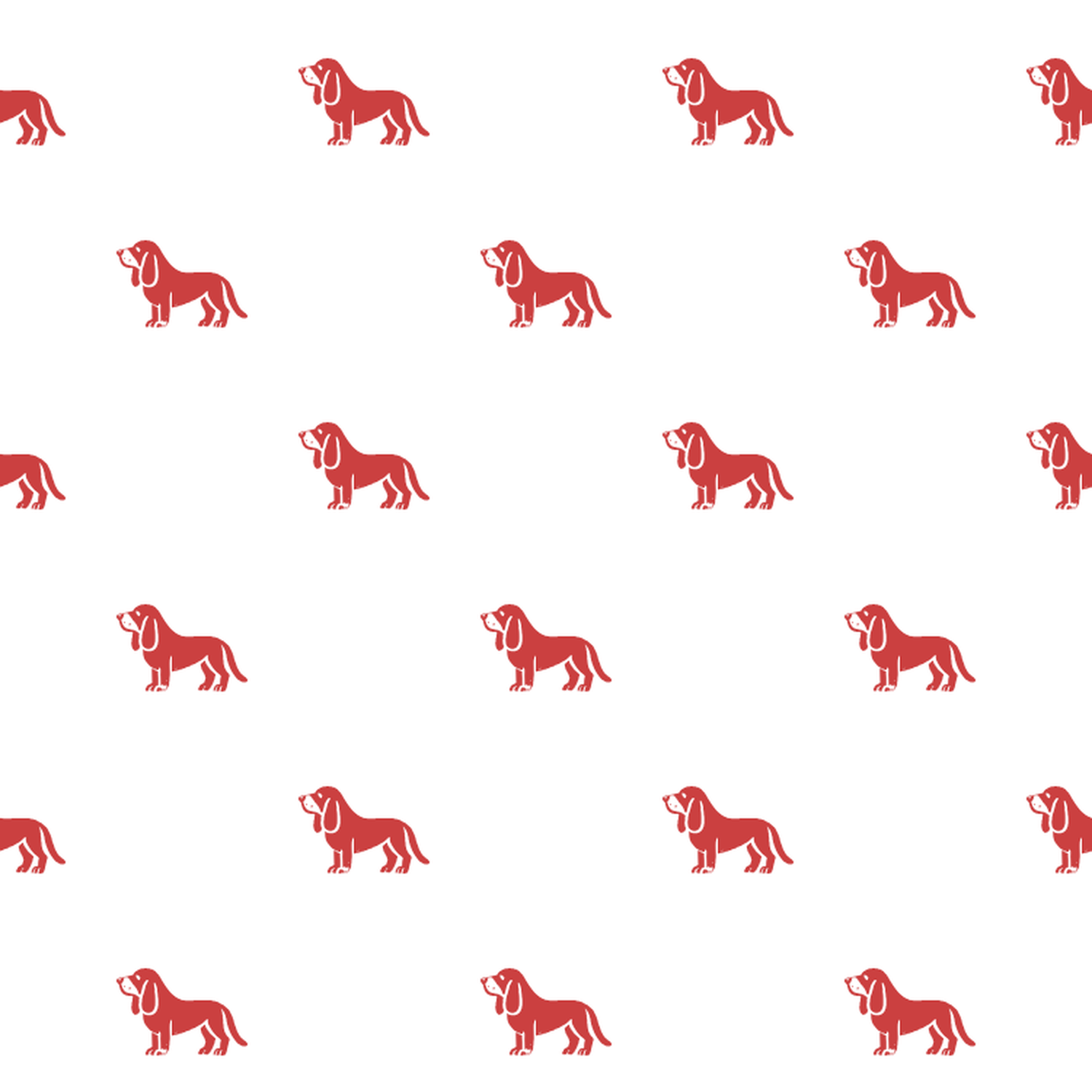 Basic Red on White Basset Hound Pattern