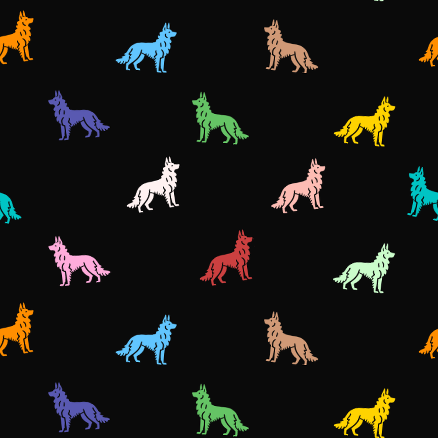 Multicolored Belgian Laekenois Pattern on a Dark Background