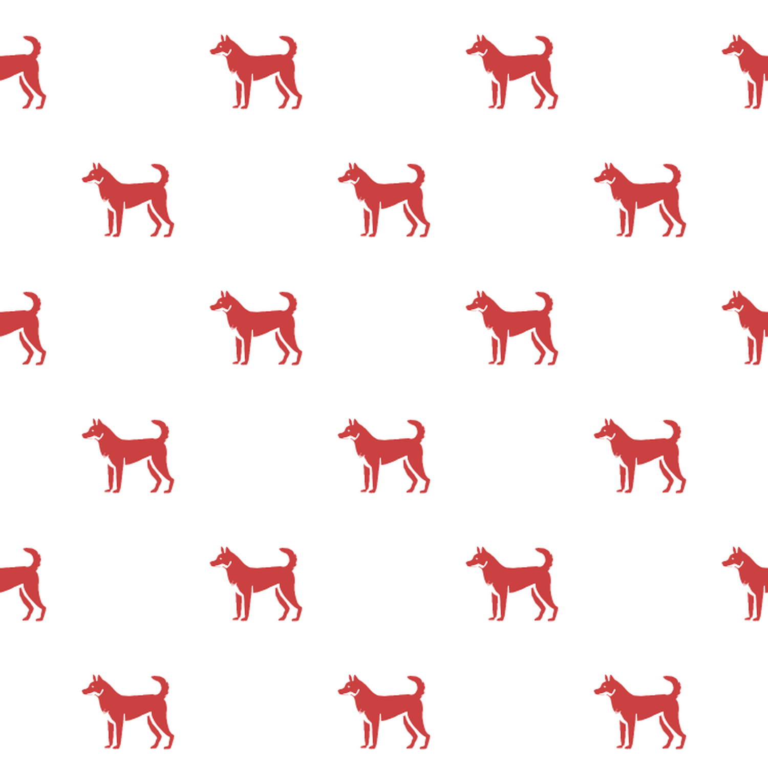 Basic Red on White Canaan Dog Pattern