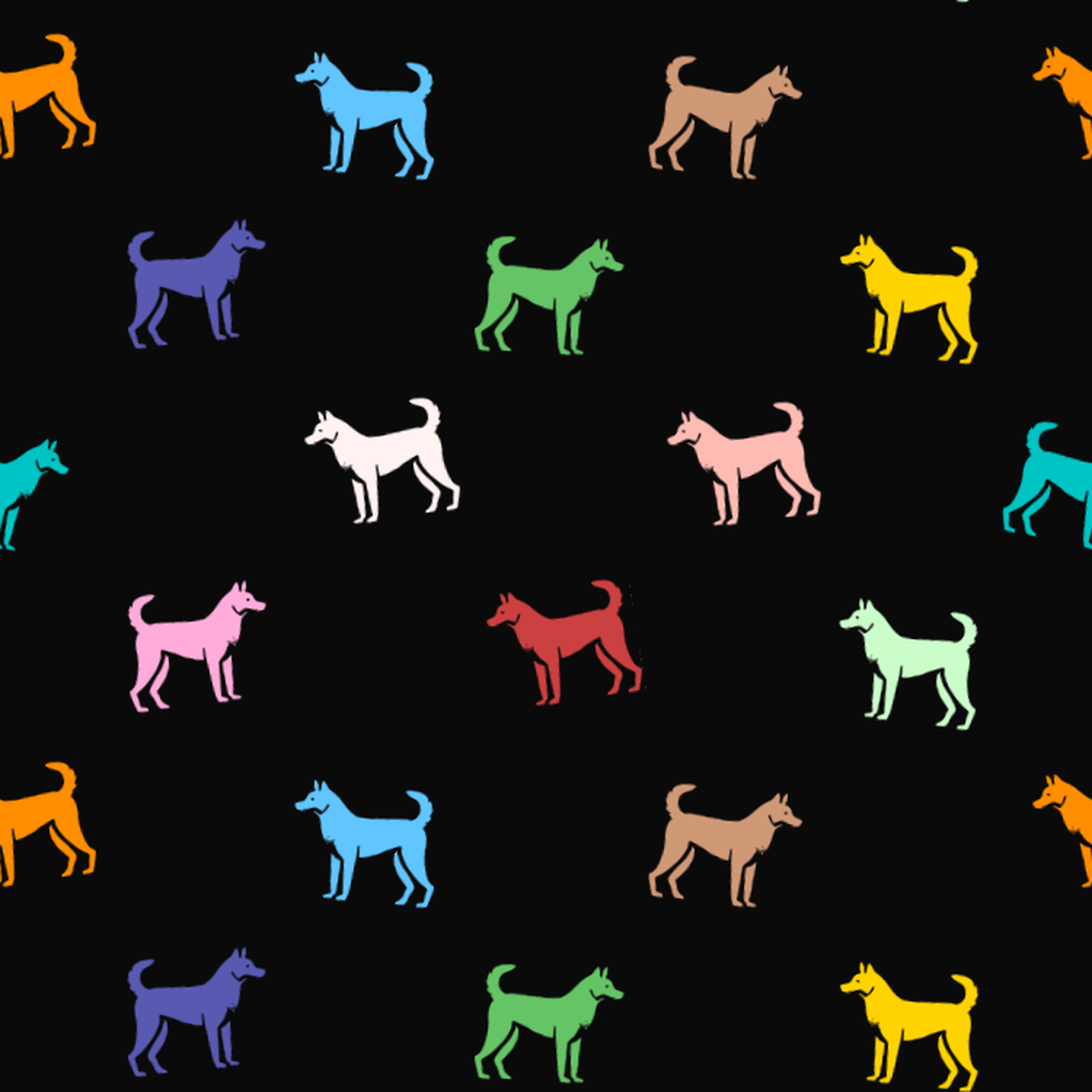 Multicolored Canaan Dog Pattern on a Dark Background