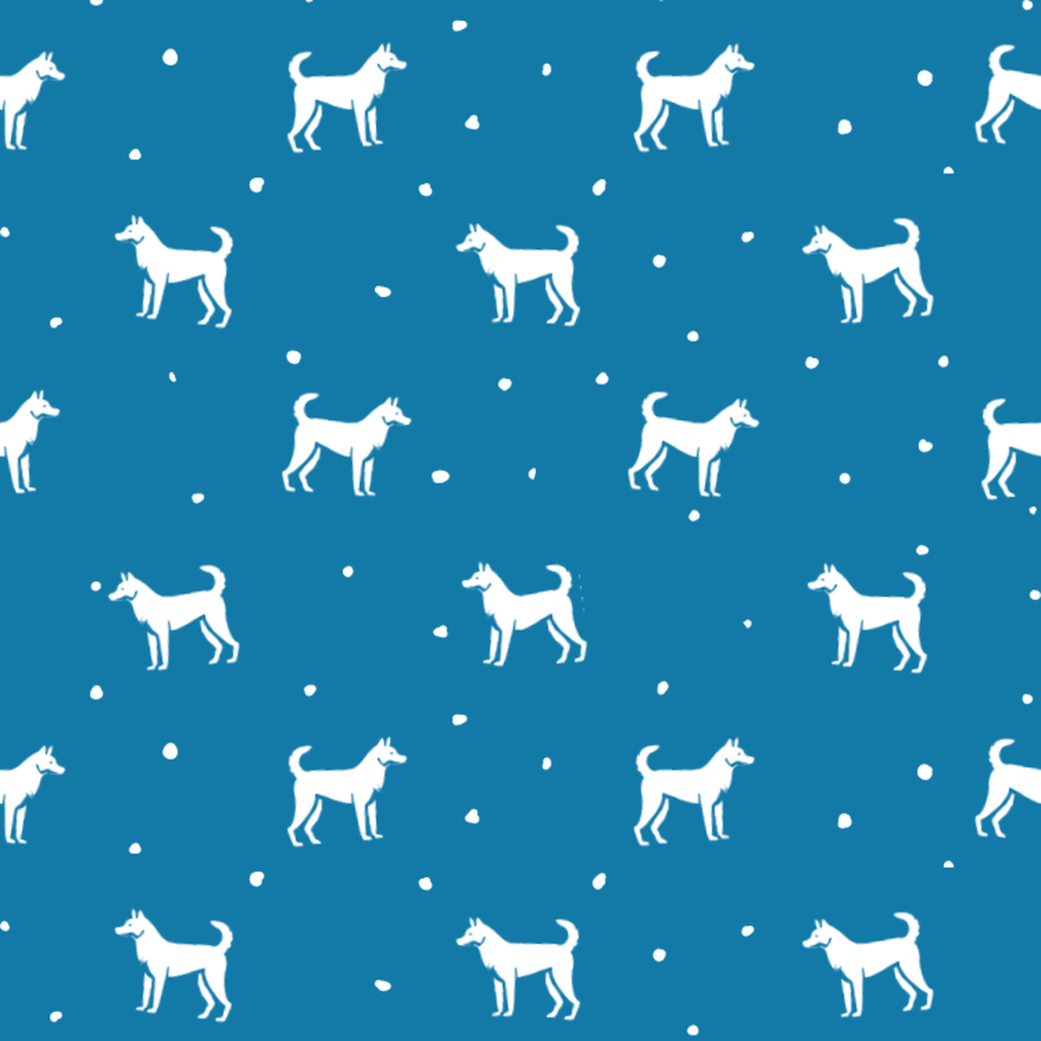 Canaan Dog and Dots on Blue