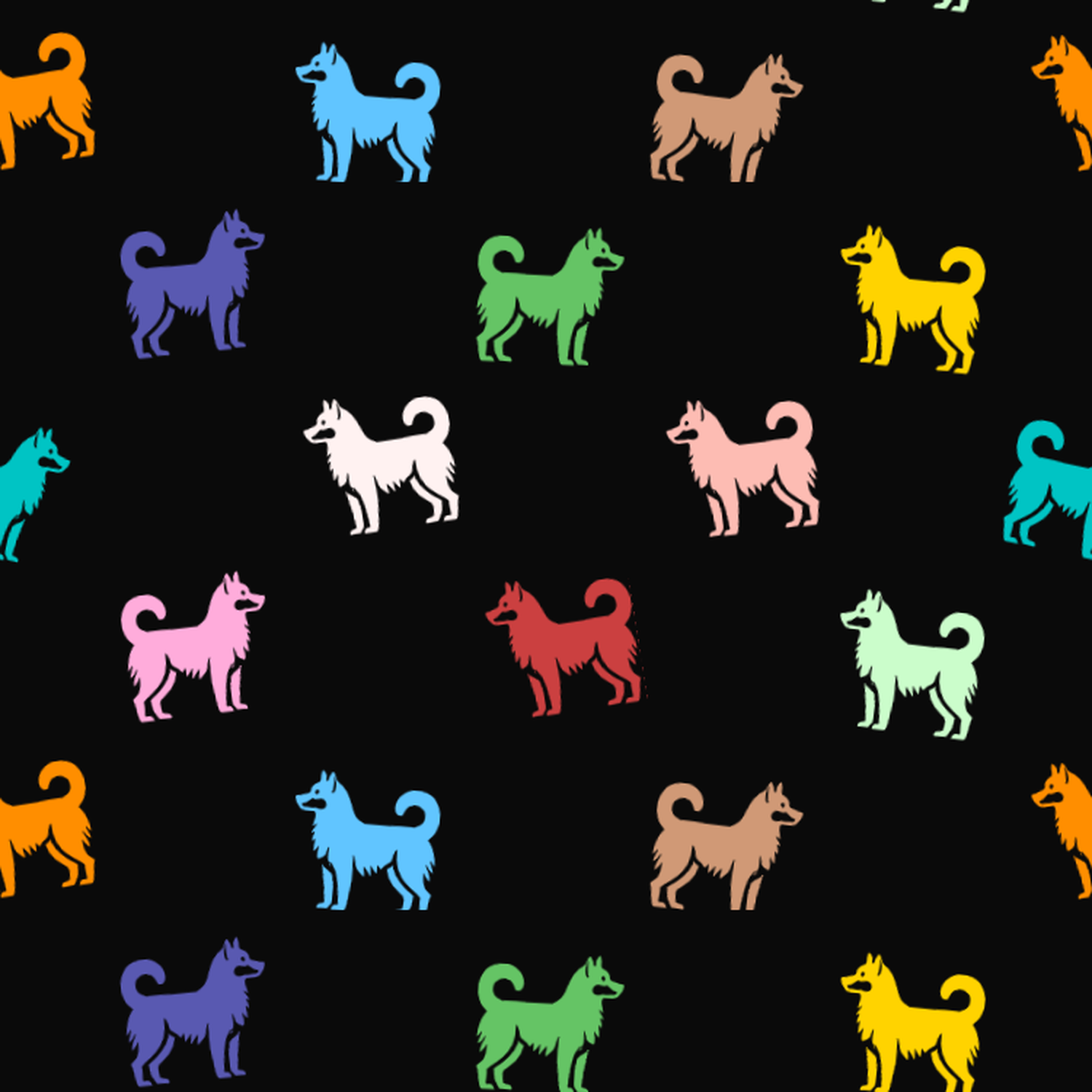 Multicolored Canadian Eskimo Dog Pattern on a Dark Background