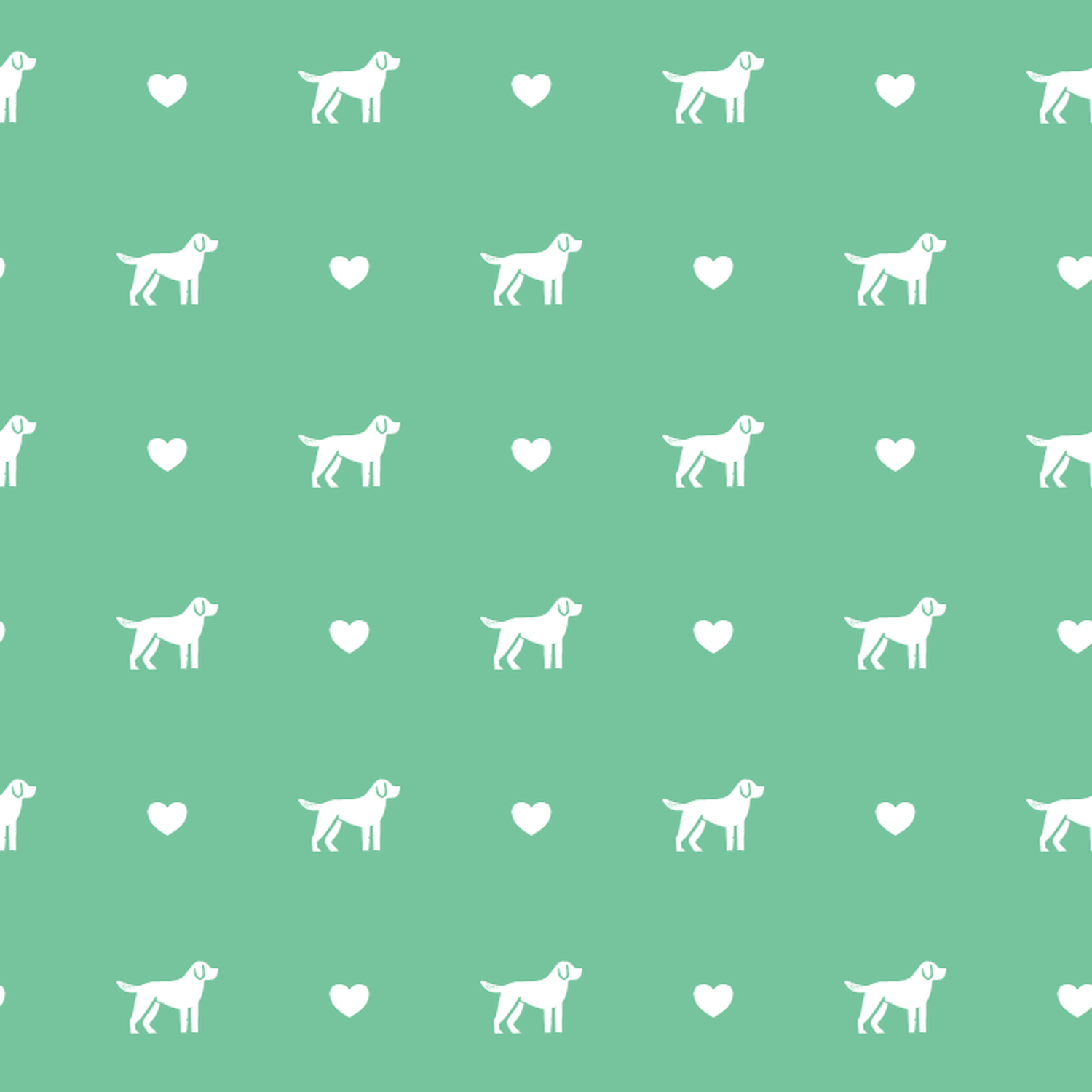 Cão de Castro Laboreiro with Hearts on a Green Background