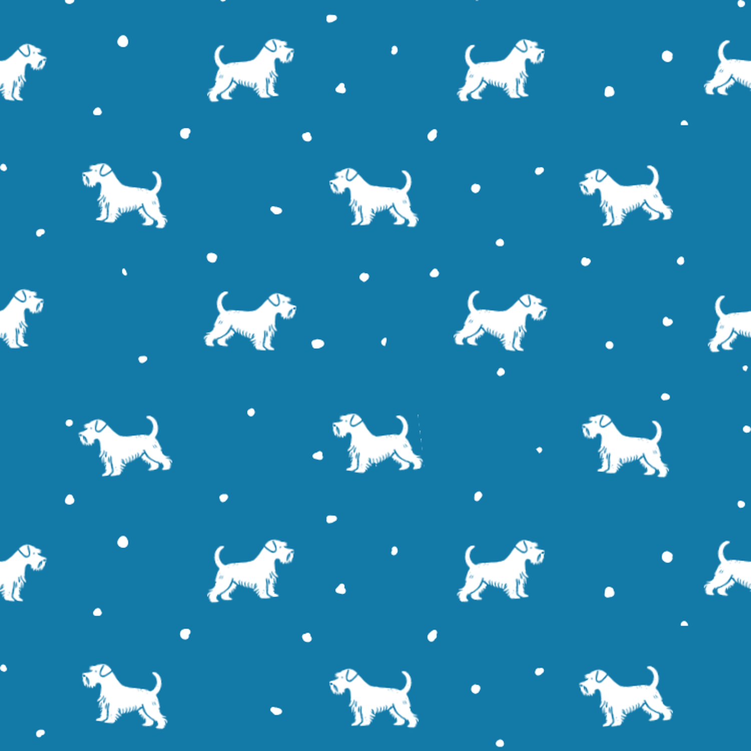 Dandie Dinmont Terrier and Dots on Blue