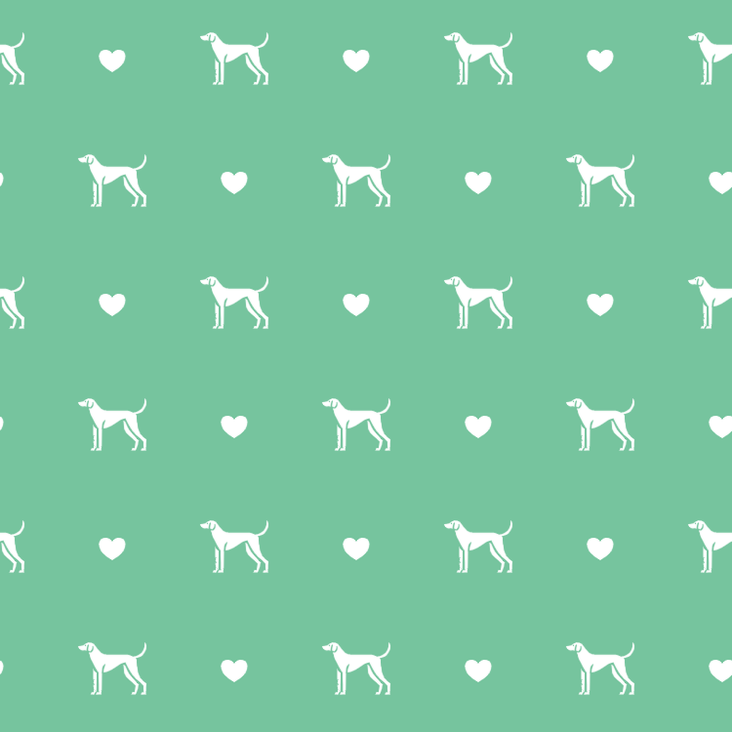 English Foxhound with Hearts on a Green Background