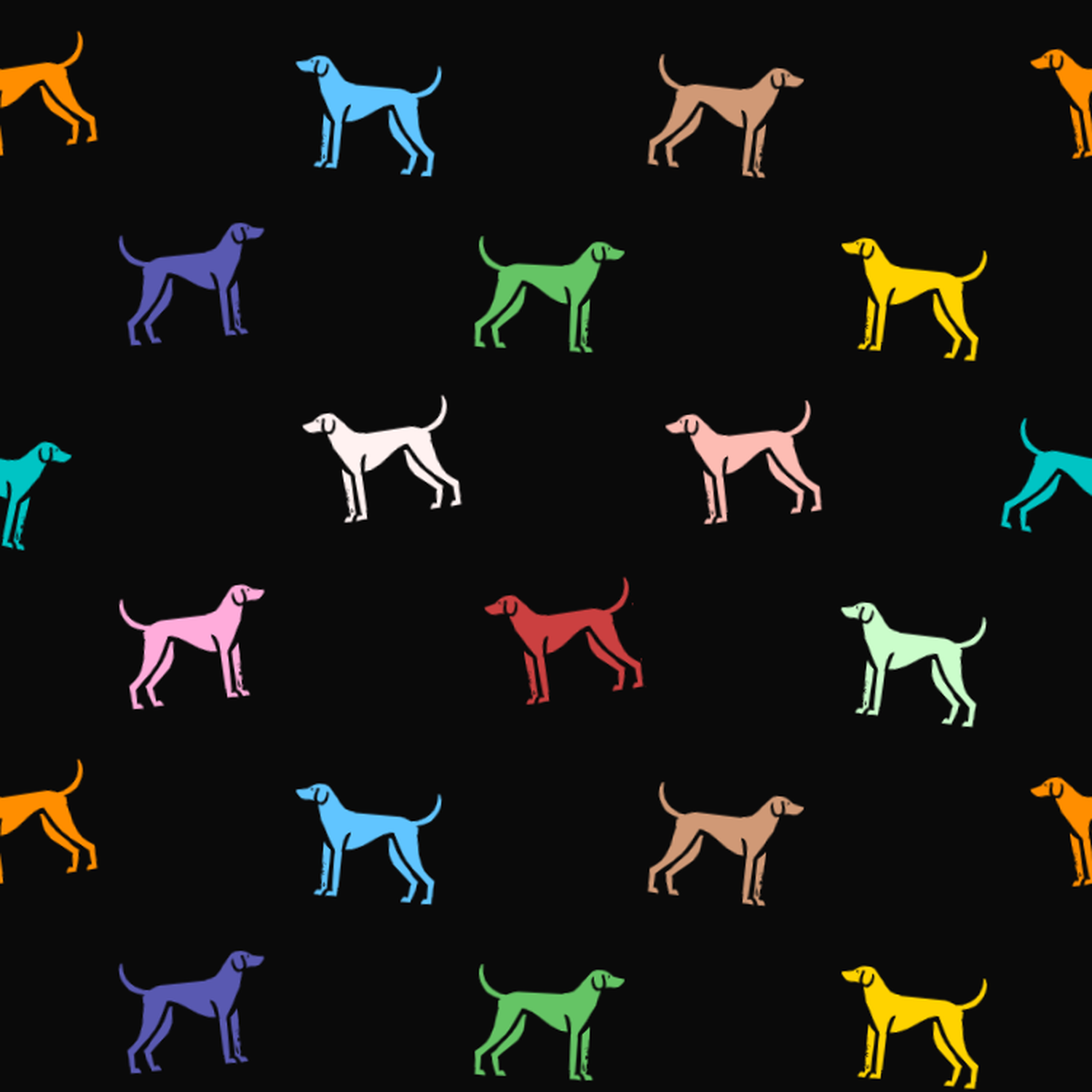 Multicolored English Foxhound Pattern on a Dark Background