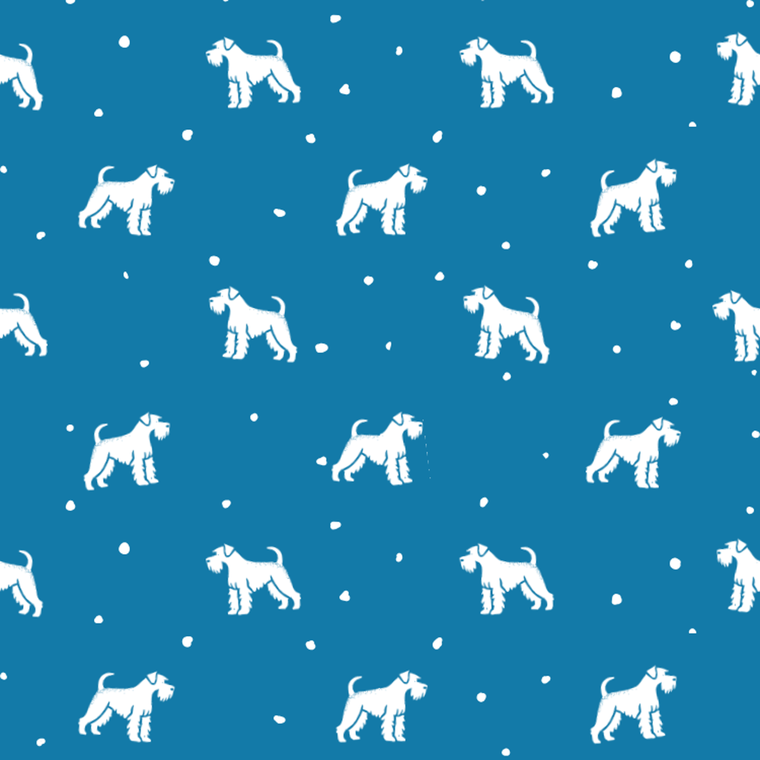 Giant Schnauzer and Dots on Blue