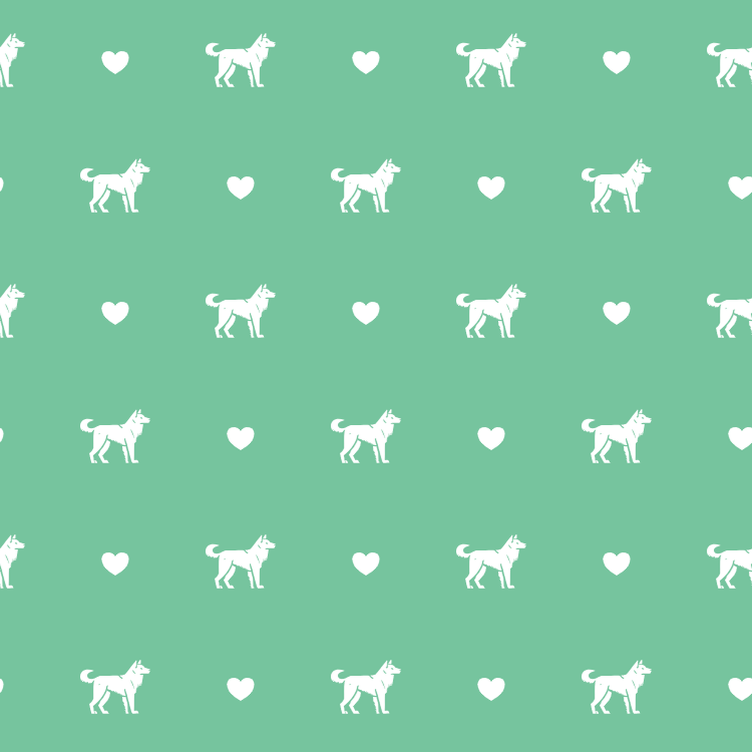 Hällefors Elkhound with Hearts on a Green Background