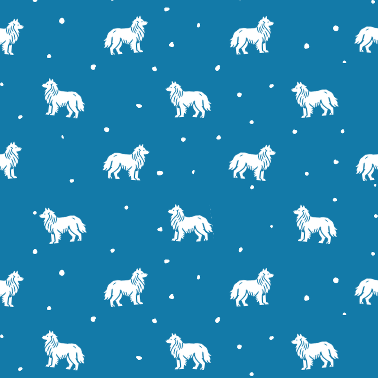 Icelandic Sheepdog and Dots on Blue