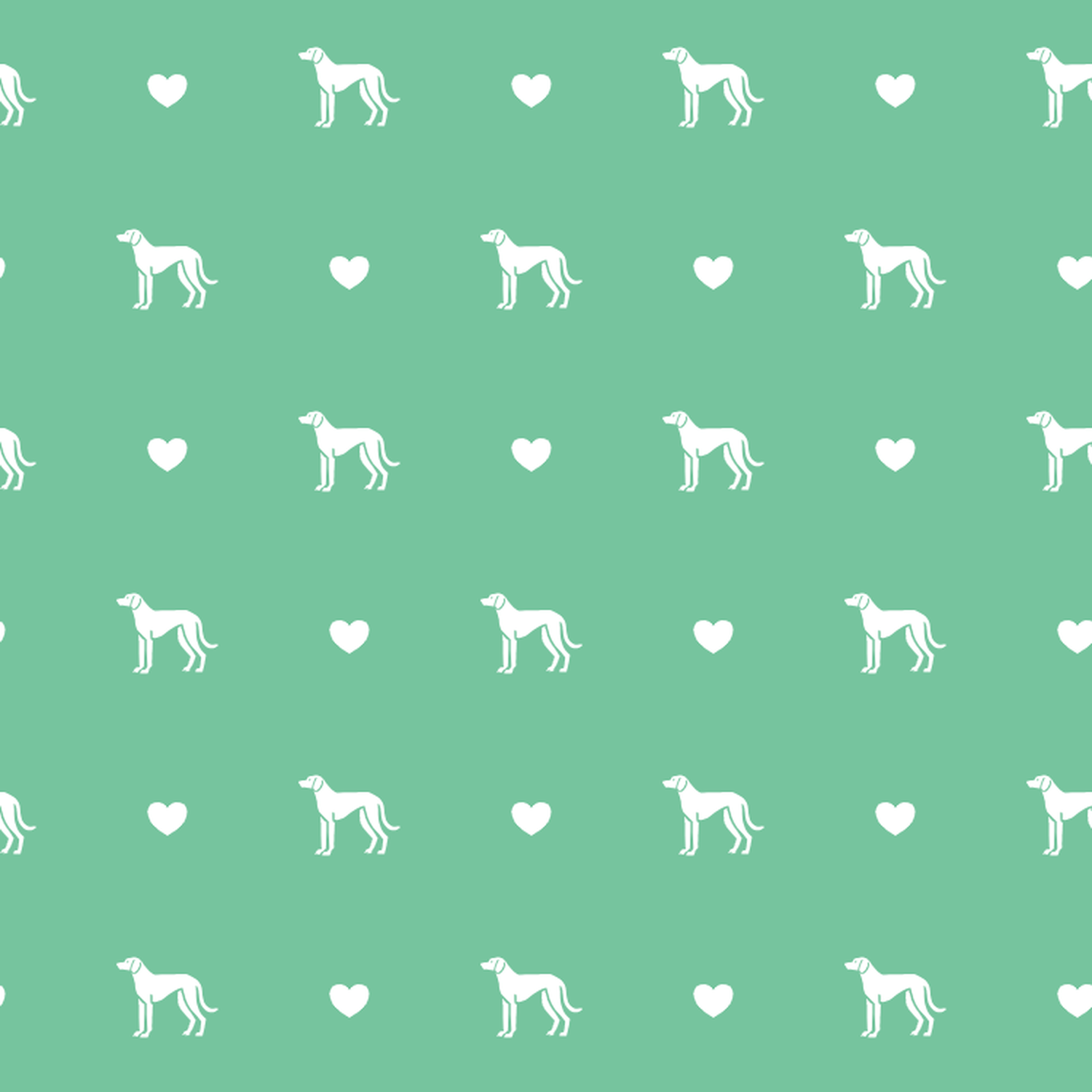 Istrian Shorthaired Hound with Hearts on a Green Background