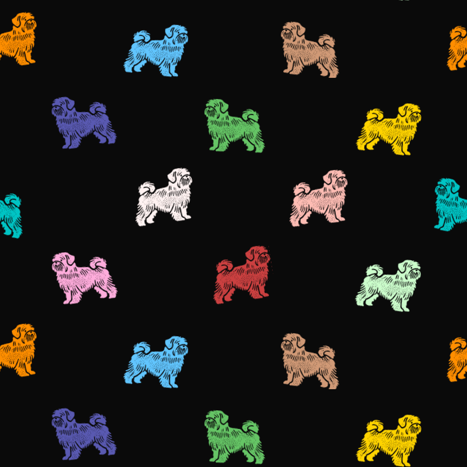 Multicolored Lhasa Apso Pattern on a Dark Background