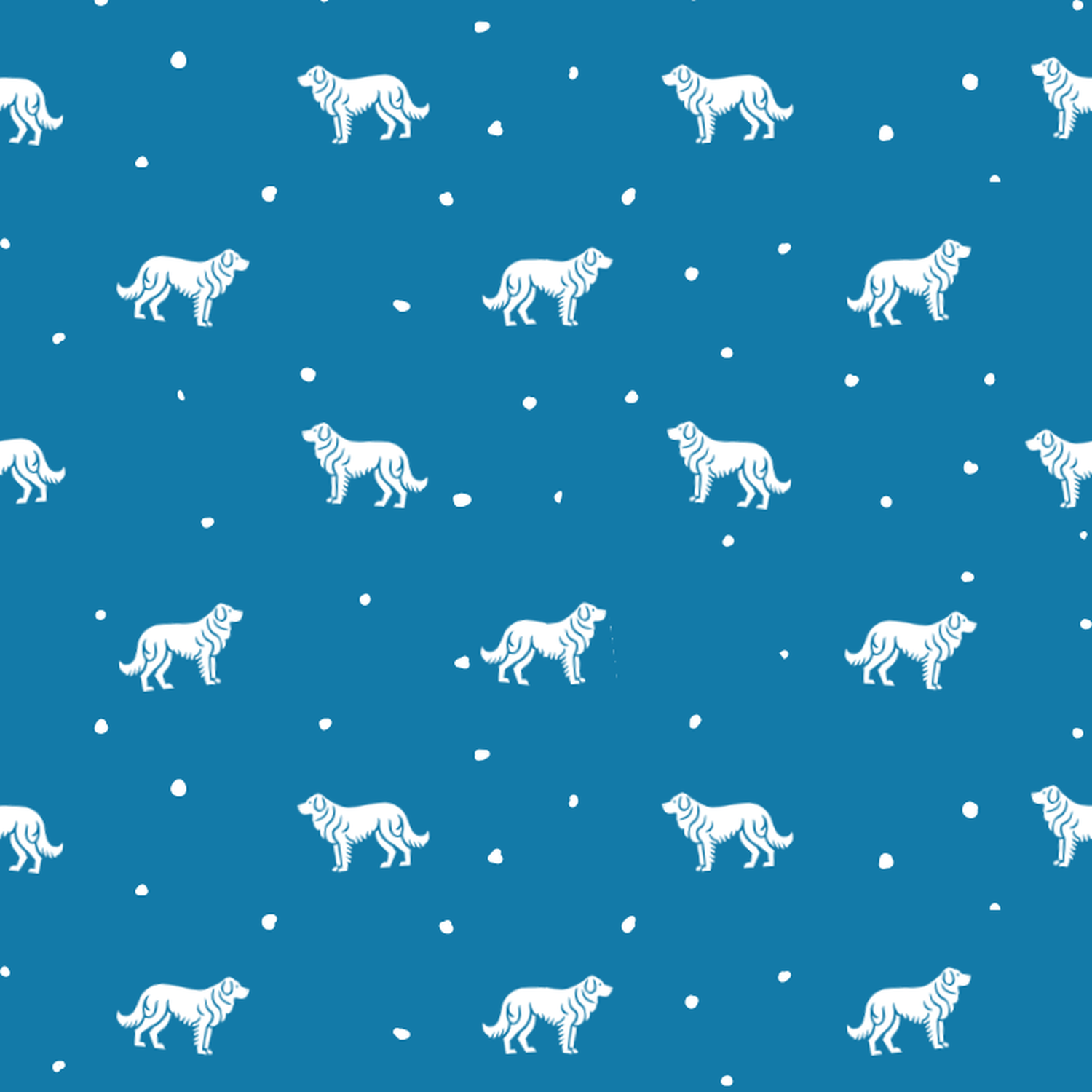 Maremmano-Abruzzese Sheepdog and Dots on Blue