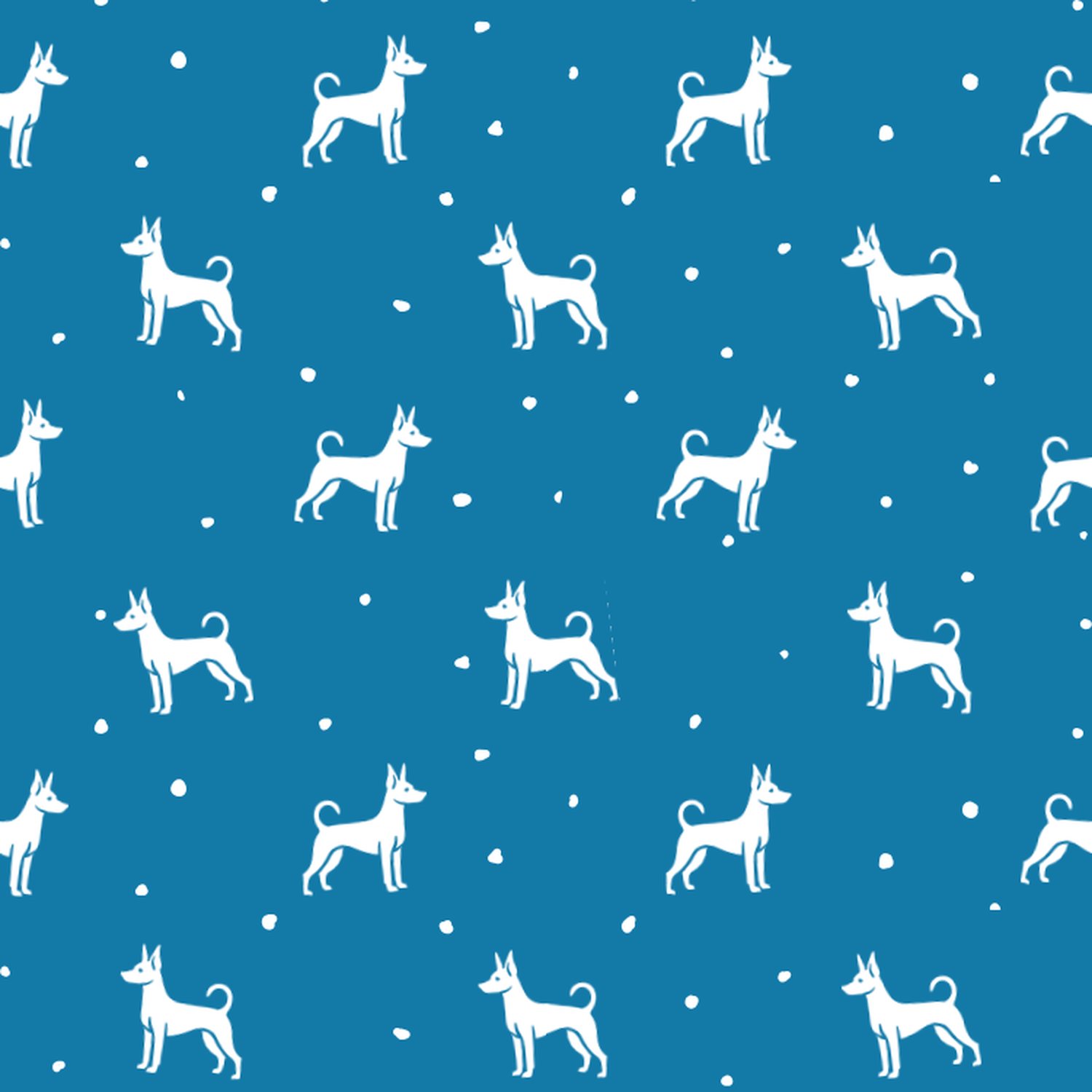 Miniature Pinscher and Dots on Blue