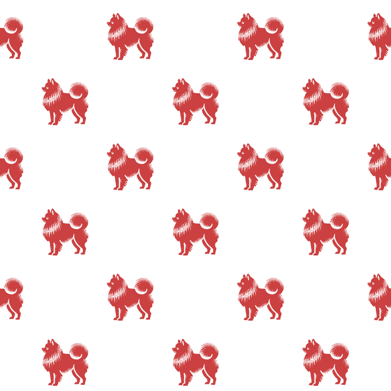 Basic Red on White Pomeranian Pattern