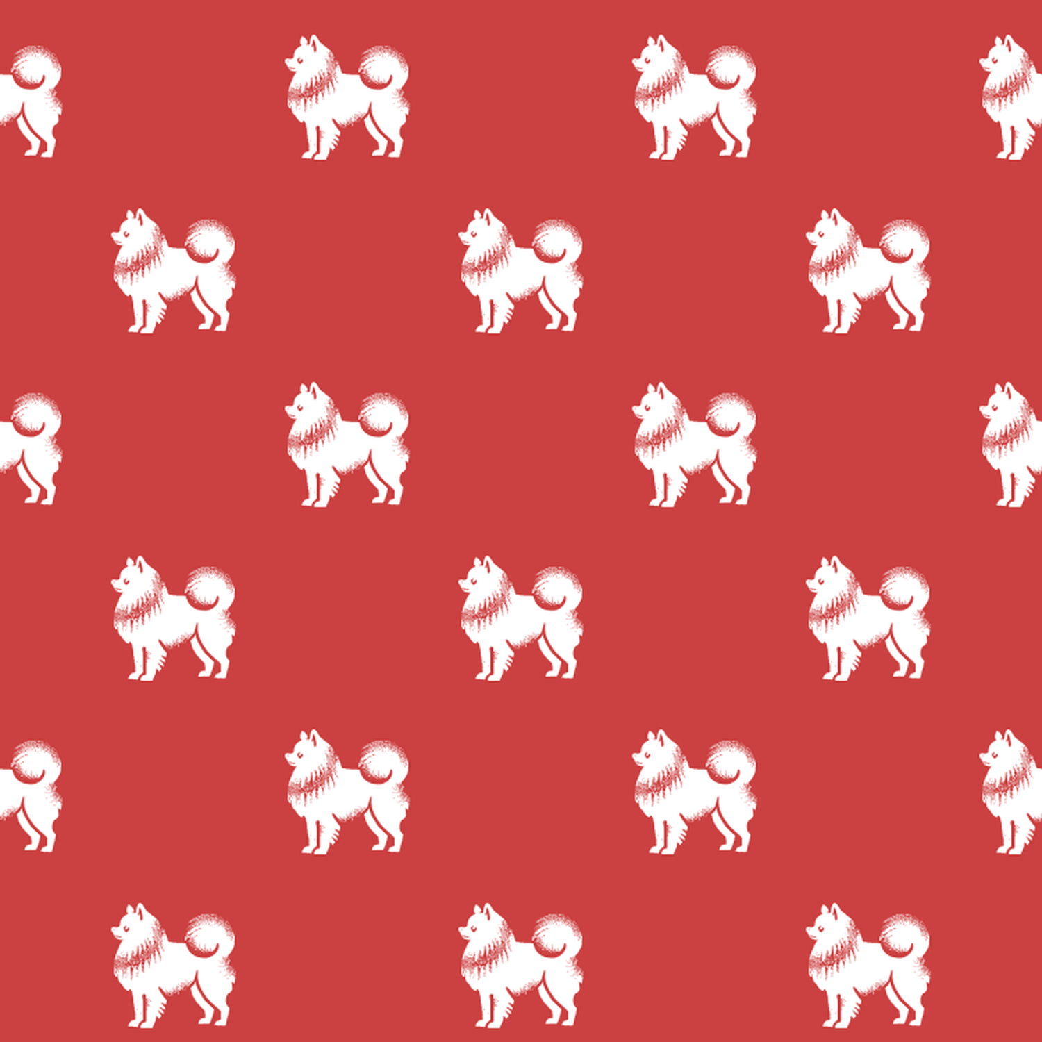 Basic White on Red Pomeranian Pattern