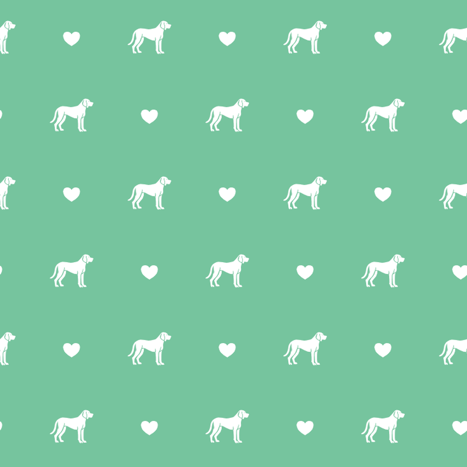 Redbone Coonhound with Hearts on a Green Background