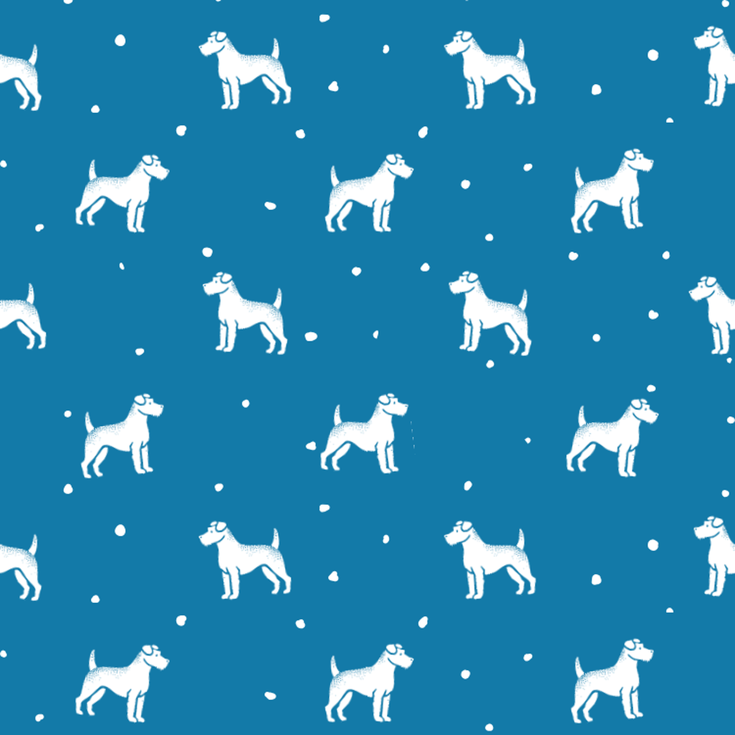 Russell Terrier and Dots on Blue