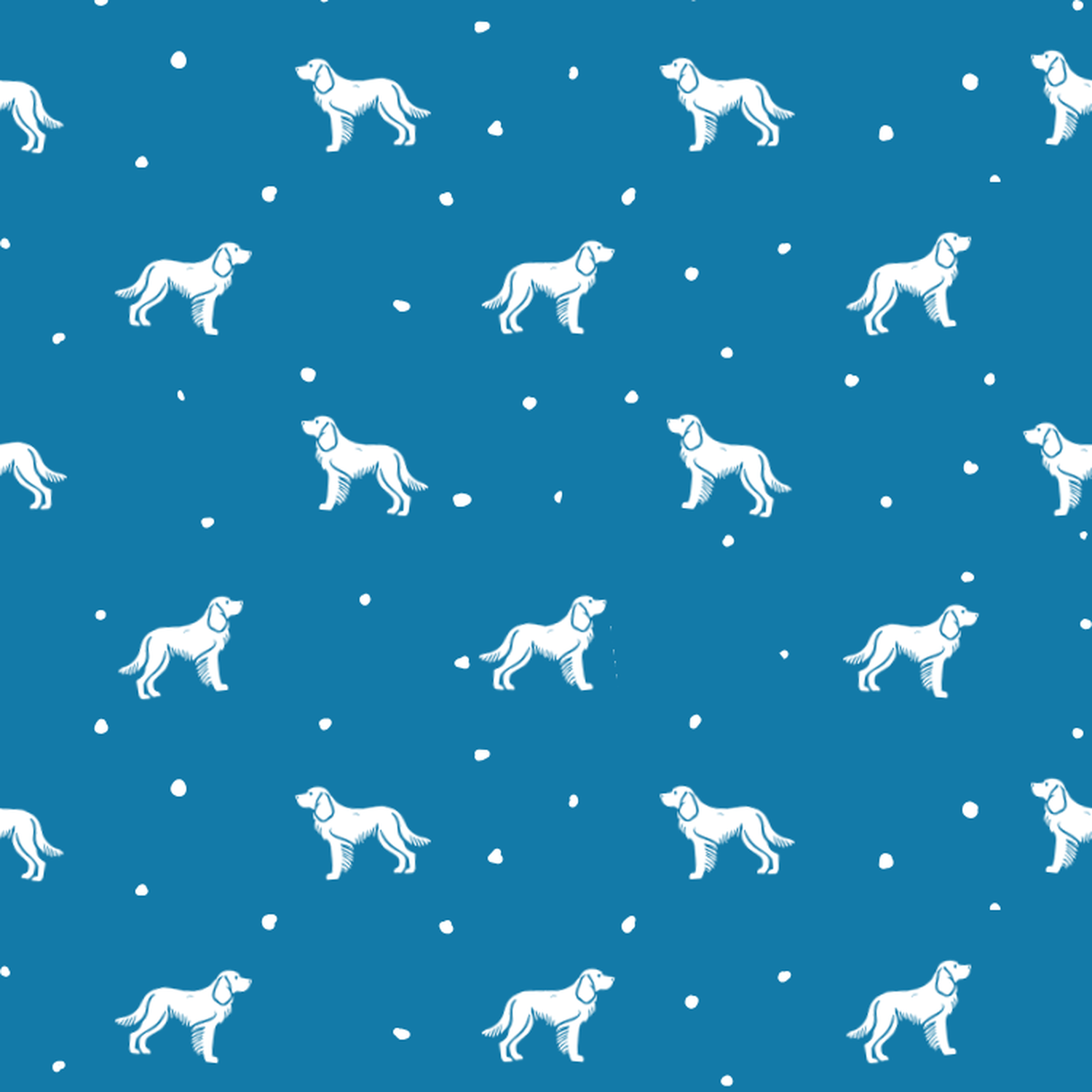 Saint-Usuge Spaniel and Dots on Blue