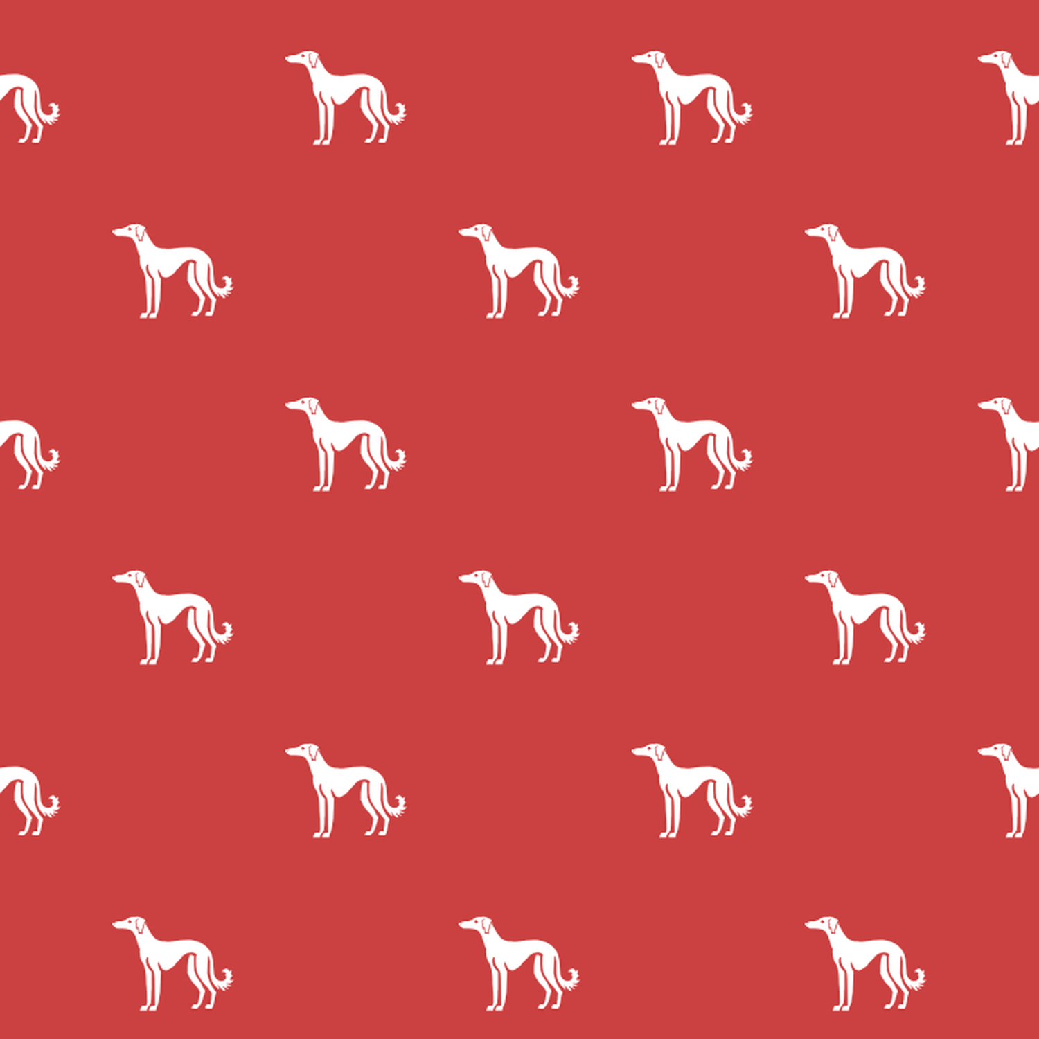 Basic White on Red Saluki Pattern