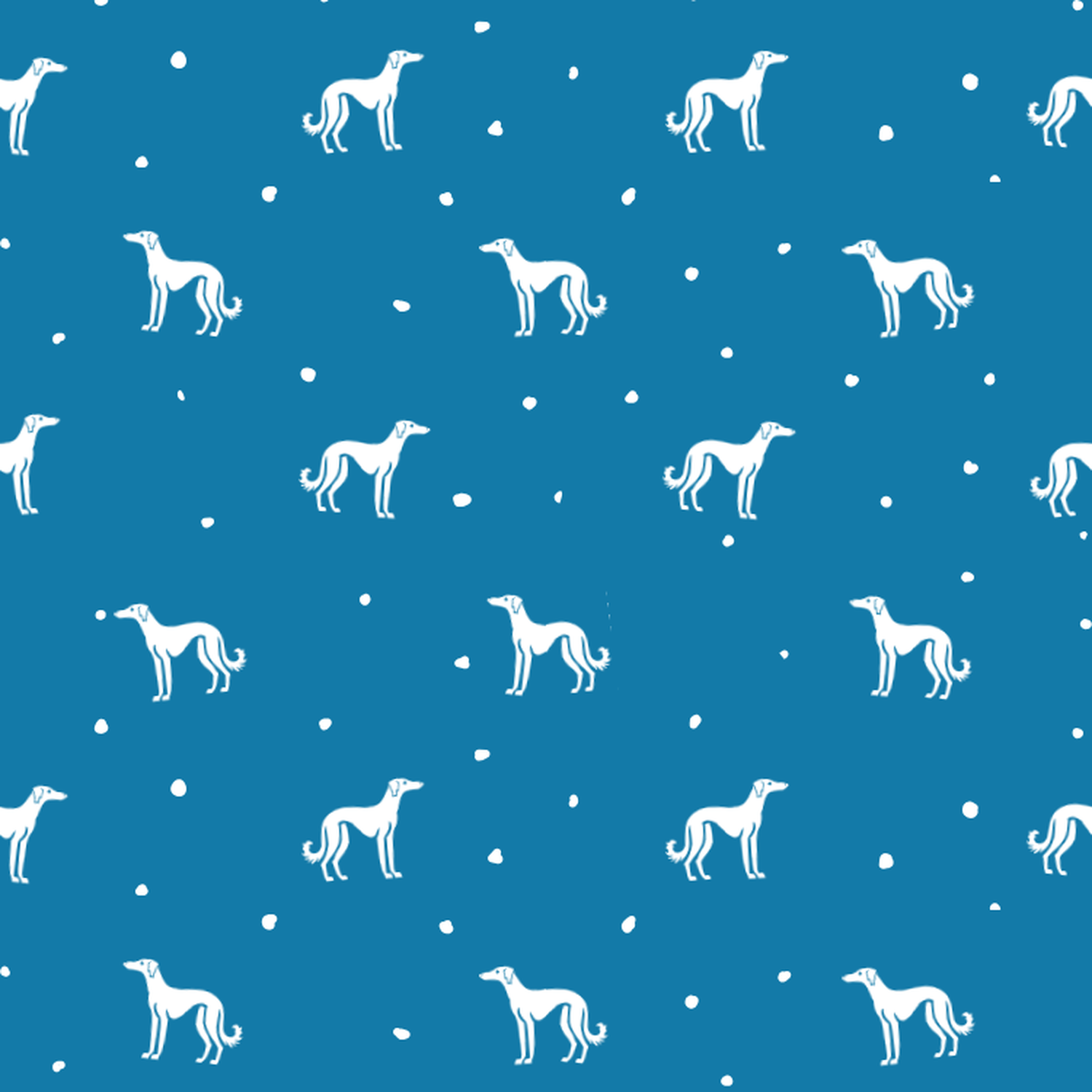 Saluki and Dots on Blue