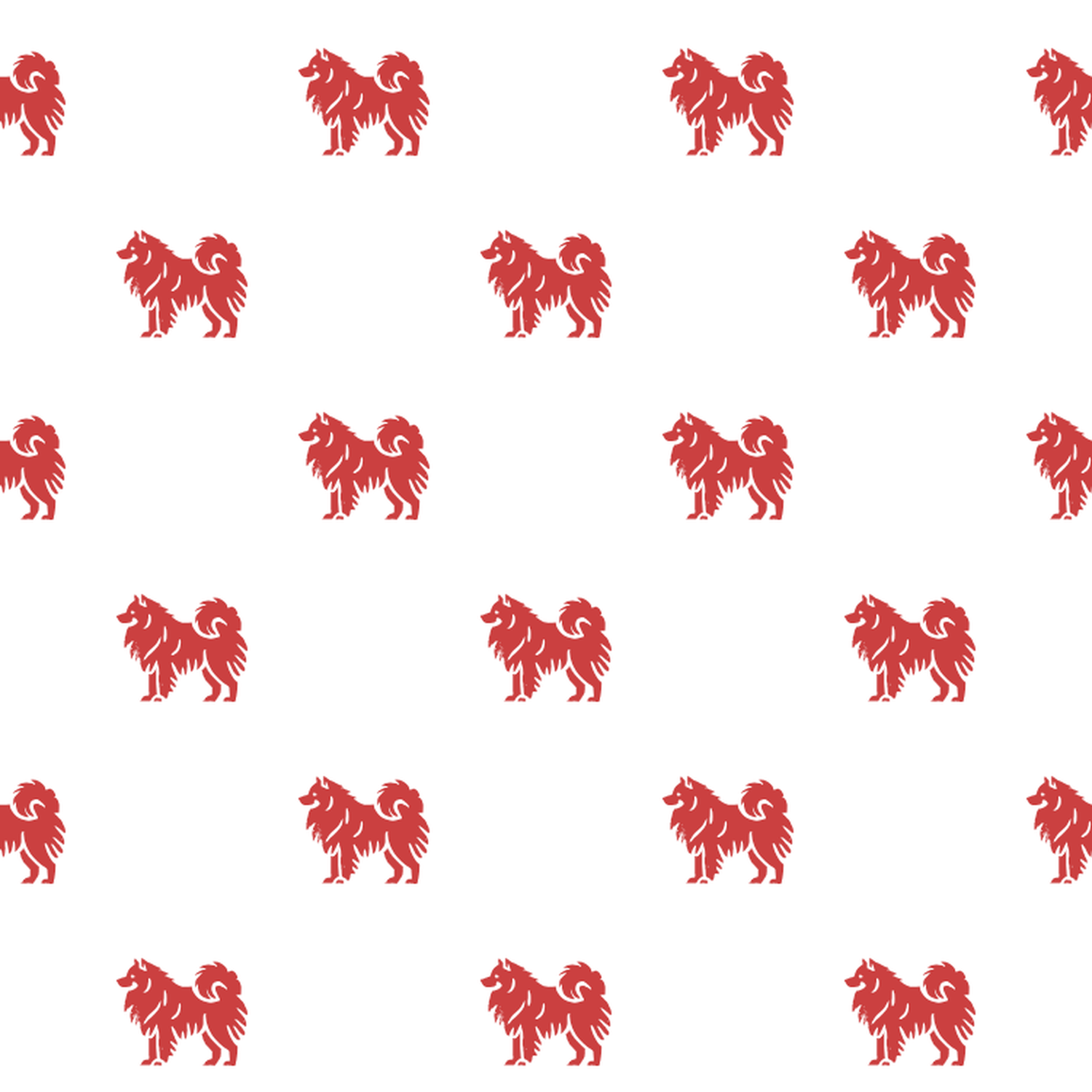 Basic Red on White Samoyed Pattern