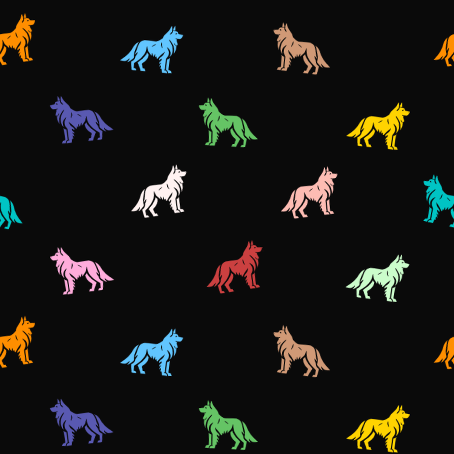 Multicolored Shiloh Shepherd Pattern on a Dark Background