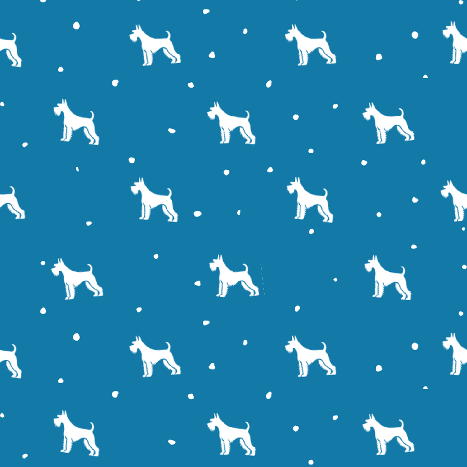 Standard Schnauzer and Dots on Blue