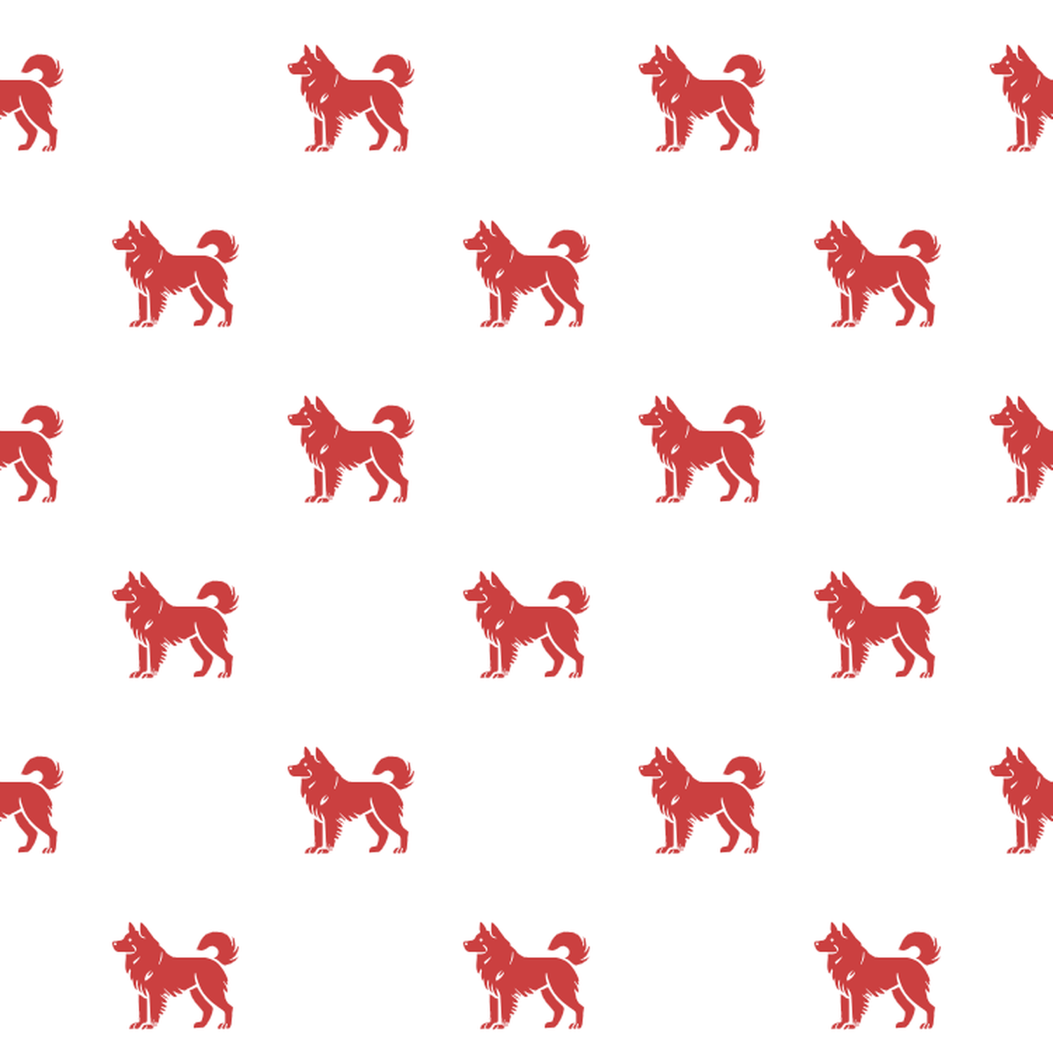 Basic Red on White Thai Bangkaew Dog Pattern