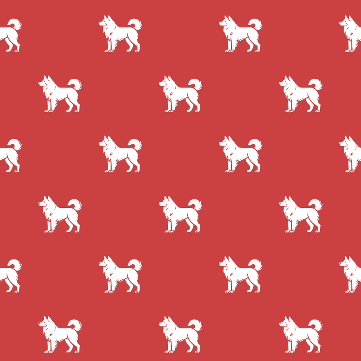 Basic White on Red Thai Bangkaew Dog Pattern