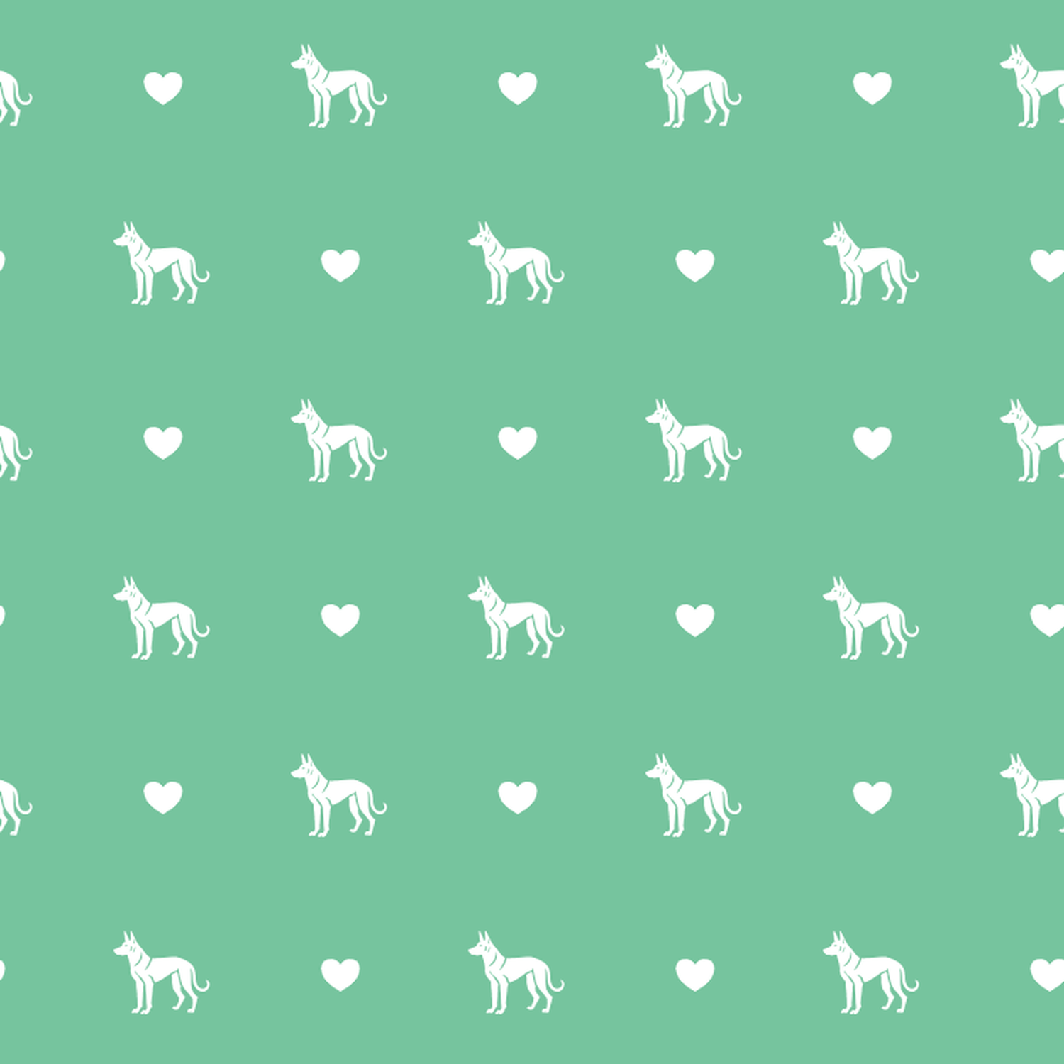 Thai Ridgeback with Hearts on a Green Background